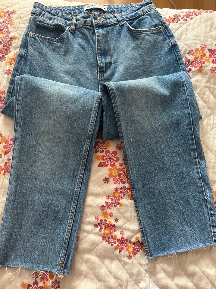 Düğmeli Mavi Denim Kadın Midi Jean - Görsel 3