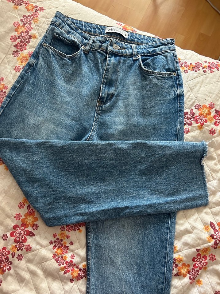 Düğmeli Mavi Denim Kadın Midi Jean - Görsel 4