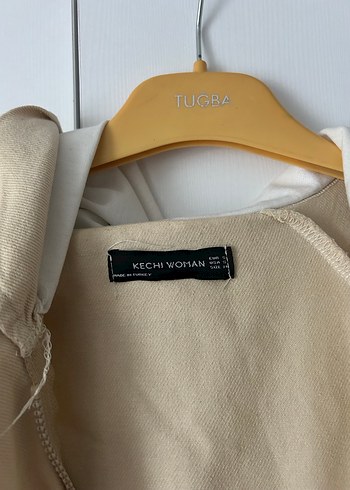 Bej Midi Kadın Keten Ceket - Görsel 3