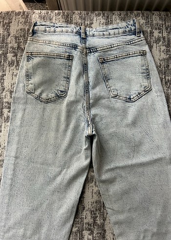 Açık mavi Tie-Dye Midi Denim Kadın Pantolon - Görsel 3