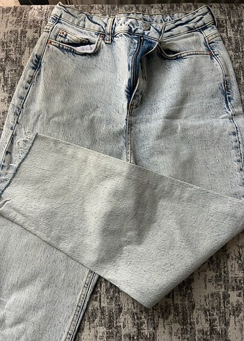 Açık mavi Tie-Dye Midi Denim Kadın Pantolon - Görsel 4