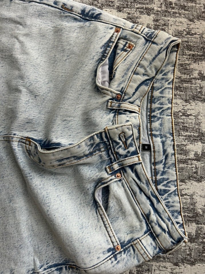Açık mavi Tie-Dye Midi Denim Kadın Pantolon - Görsel 2
