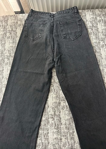 Siyah Bol Kesim Midi Kadın Kot Pantolon - Görsel 2