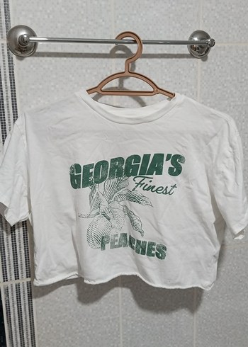 s Beden Yeşil Crop Top Kısa Kollu Pamuklu