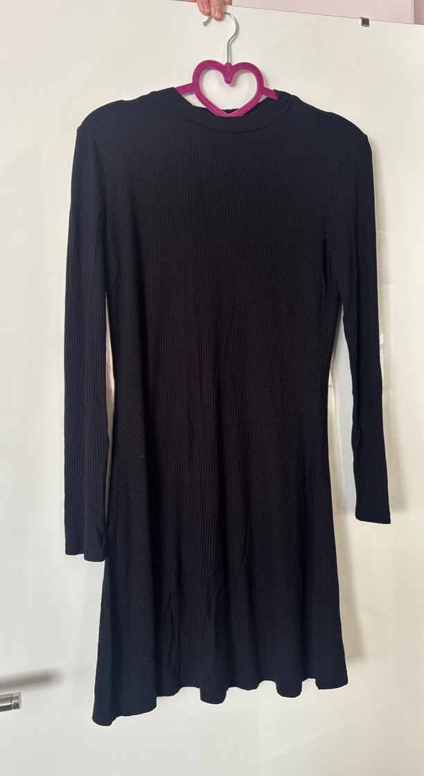 Siyah Uzun Kollu Midi Elbise - Görsel 3