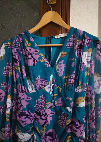 Uzun Kol Drapeli Bohem Elbise - Görsel 2