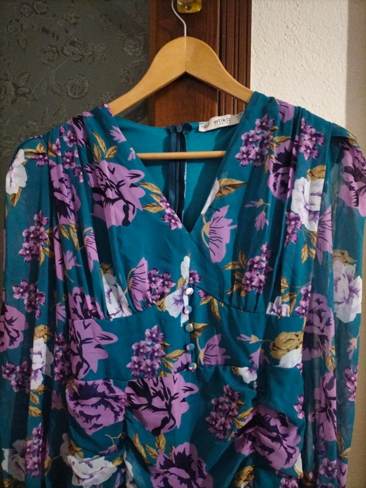 Uzun Kol Drapeli Bohem Elbise - Görsel 2