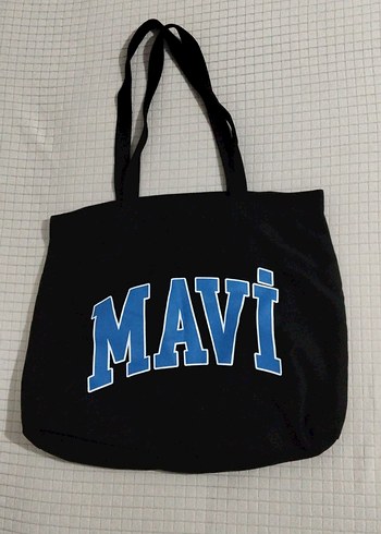 Mavi Baskılı siyah Kadın. bez çanta