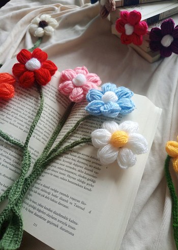 Renkli Örgü Çiçek Kitap Ayracı Adet fiyatı - Görsel 2