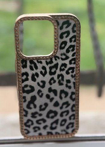 Kahverengi Gri Leopar Desenli Telefon Kılıfı - Görsel 2