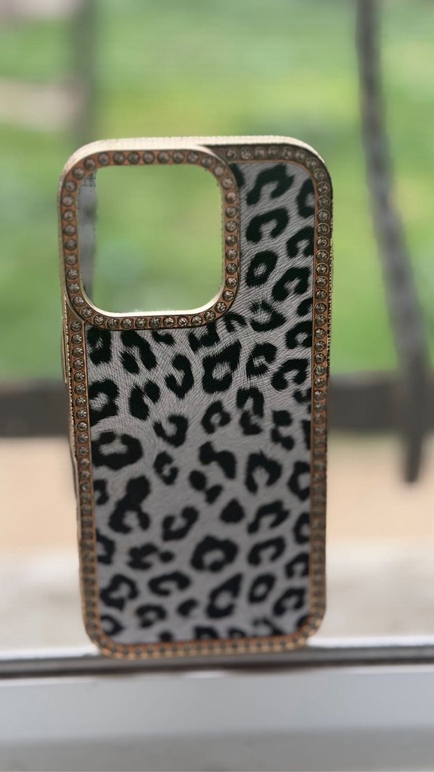 Kahverengi Gri Leopar Desenli Telefon Kılıfı - Görsel 2