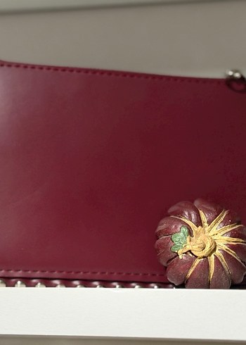 Bordo Zincir Detaylı Deri Kadın Çanta - Görsel 2