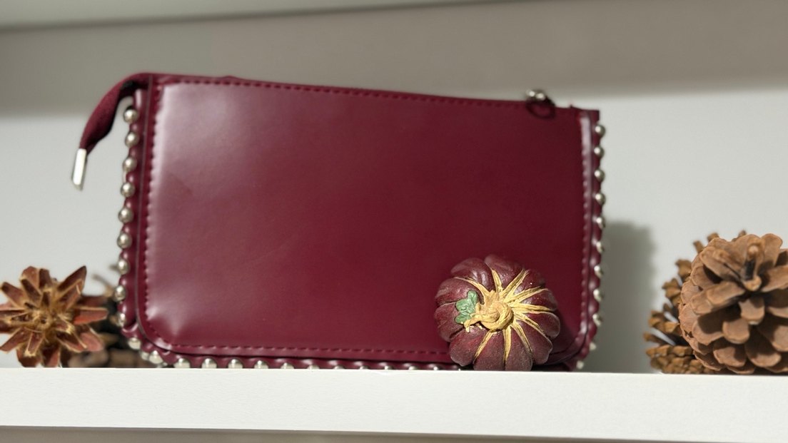 Bordo Zincir Detaylı Deri Kadın Çanta - Görsel 2