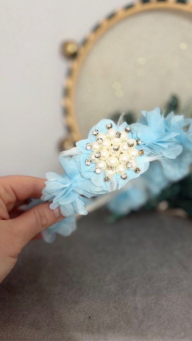 Mavi Fırfırlı Bohem Saç Aksesuarı - Görsel 2