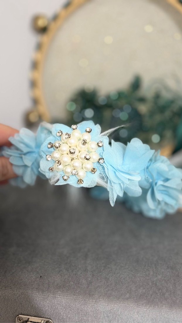 Mavi Fırfırlı Bohem Saç Aksesuarı - Görsel 4