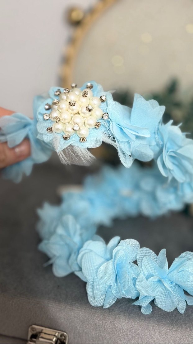 Mavi Fırfırlı Bohem Saç Aksesuarı - Görsel 3