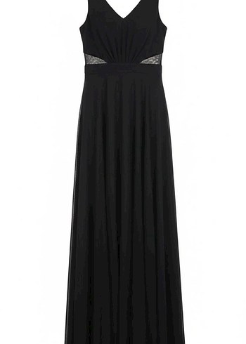 Siyah V Yakalı Uzun Pilili Elbise - Görsel 2