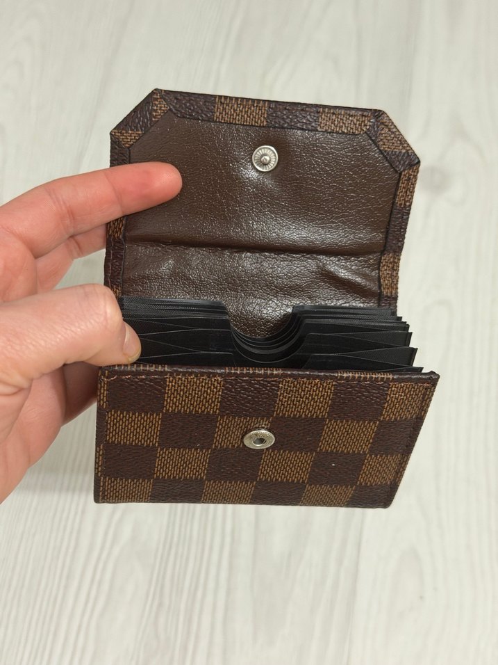 Kahverengi Kareli Deri Kadın Cüzdan - Görsel 2