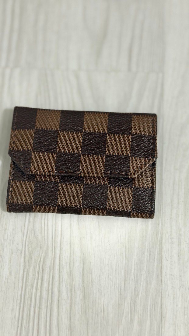 Kahverengi Kareli Deri Kadın Cüzdan - Görsel 3