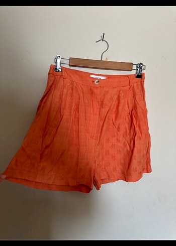 Turuncu Mini V Yaka Düğmeli Kadın Tulum - Görsel 3