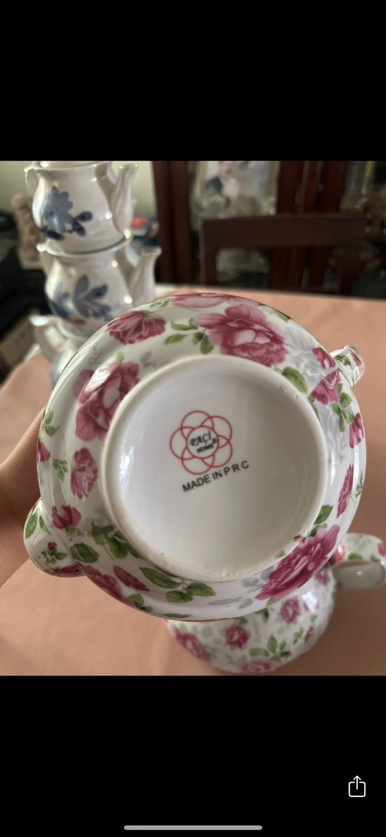 Pembe Çiçek Desenli Seramik Çaydanlık - Görsel 3