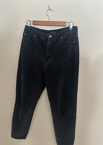 Kadın Siyah Gri Bol Kesim Midi Kot Pantolon - Görsel 2