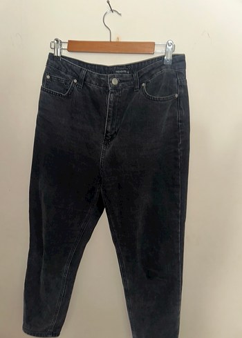 Kadın Siyah Gri Bol Kesim Midi Kot Pantolon - Görsel 3