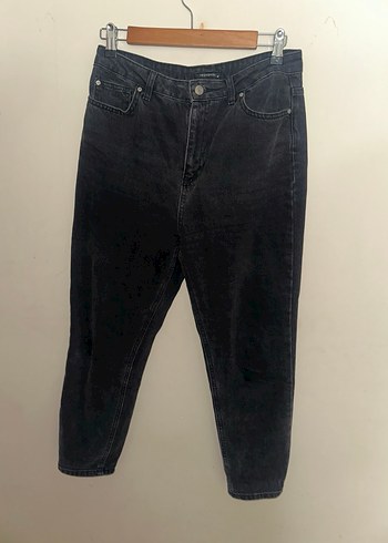 Kadın Siyah Gri Bol Kesim Midi Kot Pantolon - Görsel 5