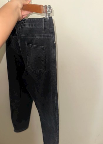 Kadın Siyah Gri Bol Kesim Midi Kot Pantolon - Görsel 4