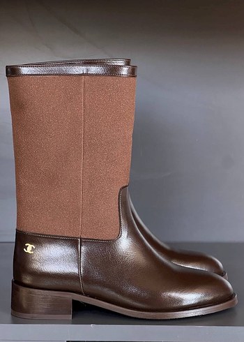 Kahverengi Deri Kadın Dizüstü Çizme - Görsel 3