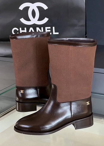 Kahverengi Deri Kadın Dizüstü Çizme - Görsel 2