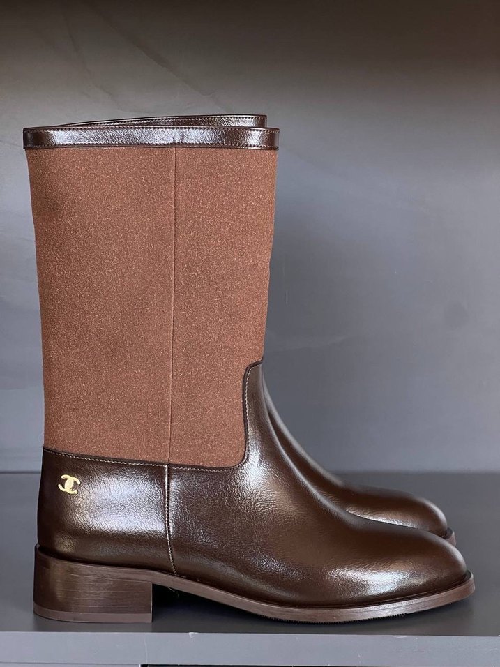 Kahverengi Deri Kadın Dizüstü Çizme - Görsel 3