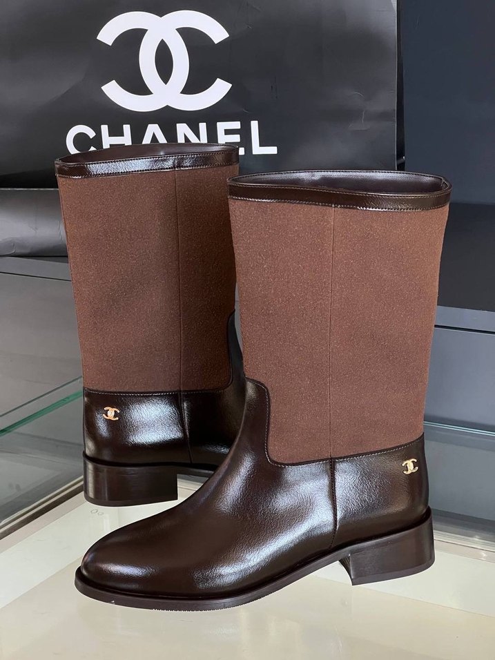 Kahverengi Deri Kadın Dizüstü Çizme - Görsel 2