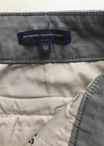 32 Beden gri Renk Yeşil Erkek Kamp Keten Pantolonu
