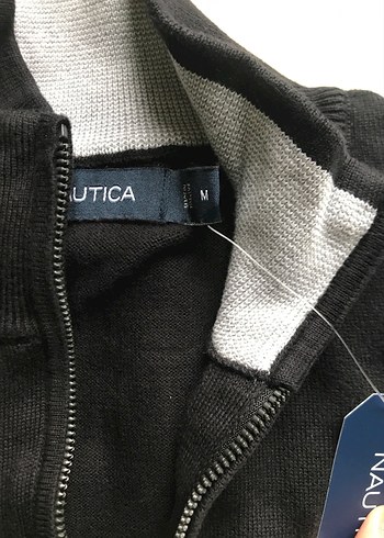 Nautica Erkek Siyah Fermuarlı Yarım Balıkçı Kazak