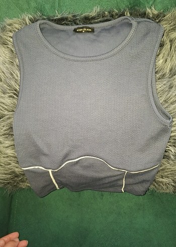 River Island Gri Örme Kolsuz Mini Atlet