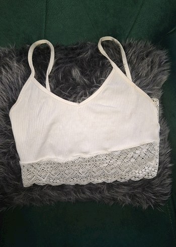 Dantel Detaylı Beyaz Bohem Bralet