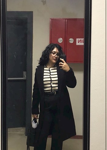 Koton Siyah Çift Düğmeli Kaban
