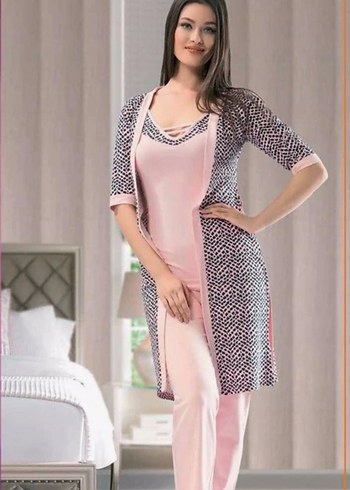 Pembe Uzun Kadın Pijama Takımı