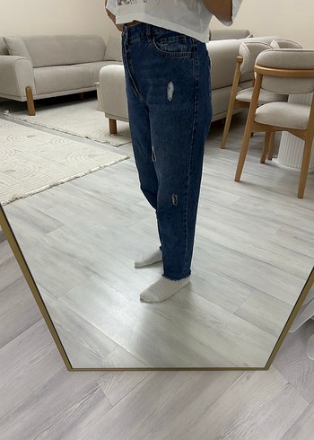 Kadın Mavi Bol Kesim Denim Jean - Görsel 3