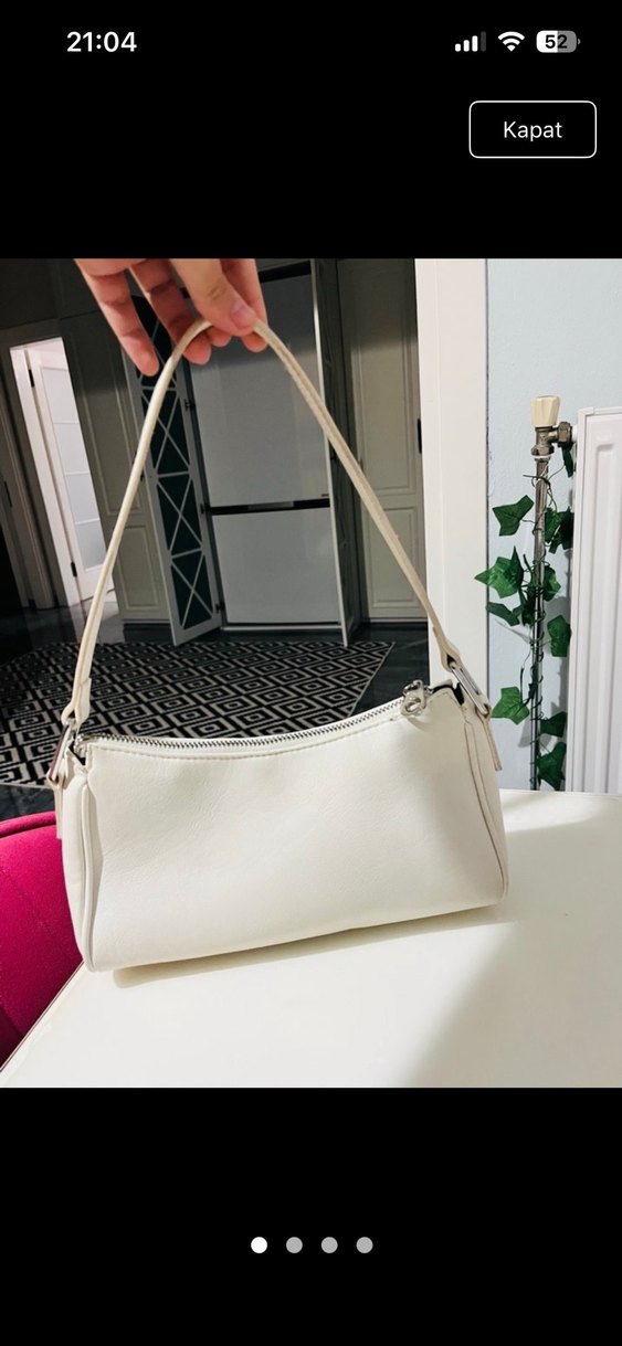 Minimalist Beyaz Deri Kadın Çanta - Görsel 2