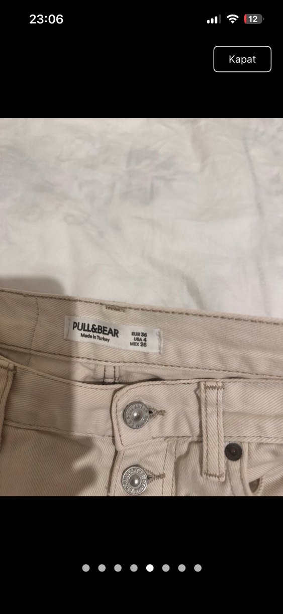 Düğmeli Bej Midi Kadın Jean - Görsel 3