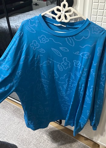 Mavi Desenli Kadın Sweatshirt - Görsel 3