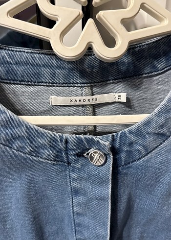 Düğmeli Mavi Kadın Denim Ceket - Görsel 3