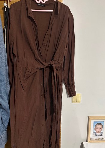 Kadın Kahverengi Uzun Keten tunik - Görsel 3