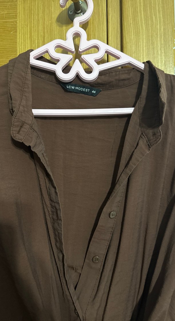 Kadın Kahverengi Uzun Keten tunik - Görsel 2