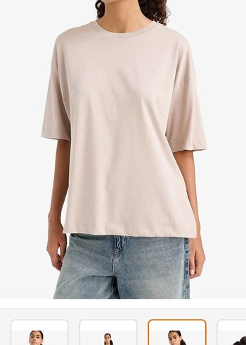 Bej Kadın Oversize Basic Tişört