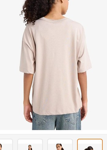 Defacto Bej Kadın Oversize Basic Tişört