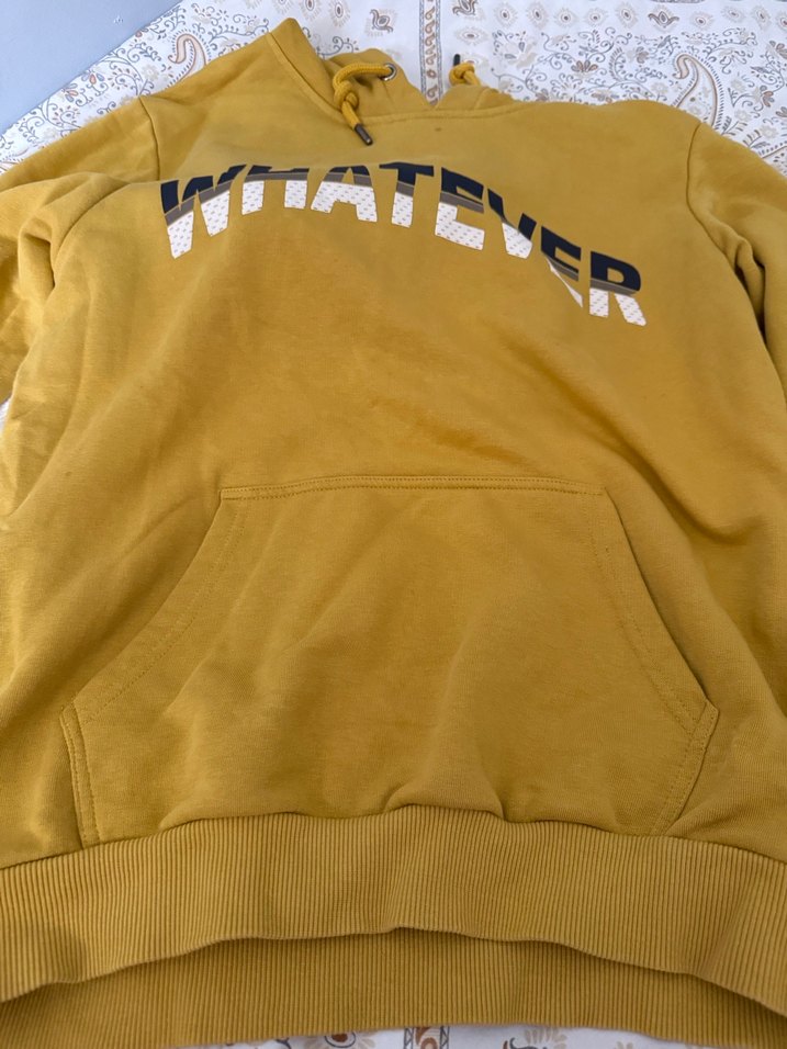 Sarı Kapüşonlu Kadın Sweatshirt - Görsel 3