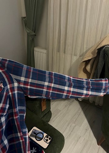 Düğmeli Mavi Pamuklu Kadın Gömlek - Görsel 4